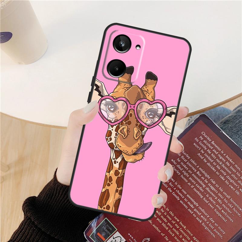 Милый Мультяшный Животный Чехол Жираф Для Realme GT 6 6T 5 GT7 Pro 10 11 12 13 14 Pro Plus C53 C51 C21Y C25S C55 C67 C61 C75