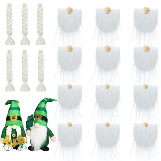 Набор из 18 бород и кос для кукол-гномов своими руками, бороды из искусственного меха с носом-шариком из дерева, украшения своими руками, товары для творчества на Рождество, кукла-гном