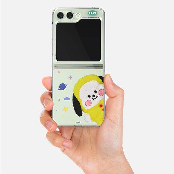 BT21 Чехол Fluffy Galaxy Z Flip 5 Прозрачный чехол Z Flip 5