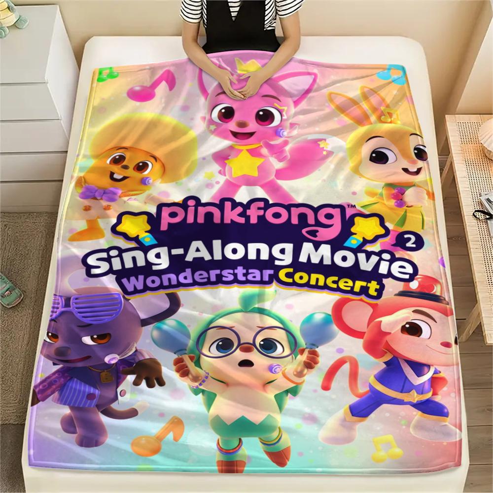 1PC Pinkfong Print Flannel Blanket, High quality Comfortable for All Seasons, Home Decor, Warmth and Comfort, Perfect for Christmas Gifts110