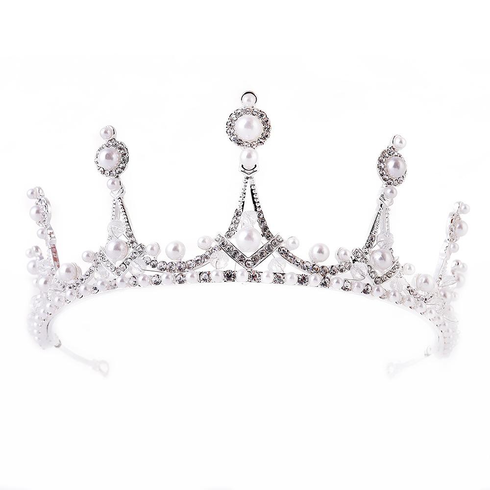 Корейская принцесса, милая свадебная повязка на голову со стразами ручной работы, инкрустированная жемчугом и короной, свадебные аксессуары