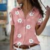 Vintage Flower Printed Woman Shirt 2023 Summer Button Up Women Blouses Fashion Office Lady Tops Casual Short Sleeve Blouse 22084