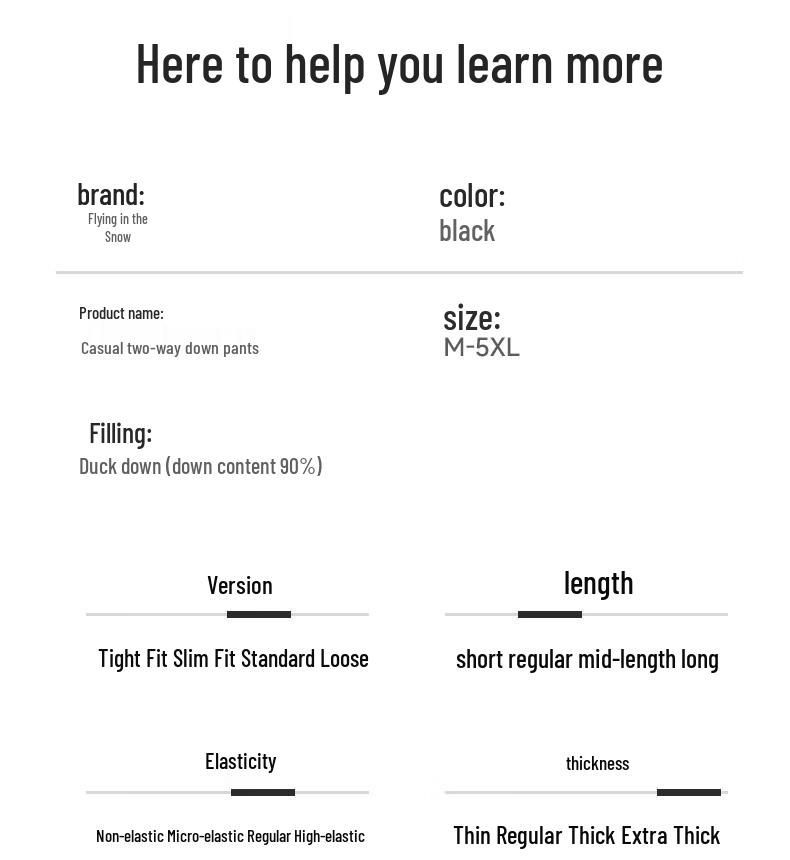 XueZhongFei Мужские зимние брюки с отстегивающейся подкладкой, 90% пух