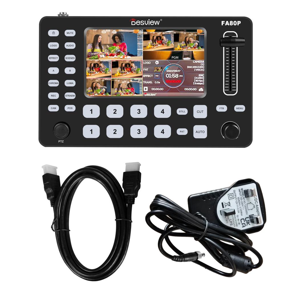 Многоформатный видеомикшер Destview FA80P с 5-дюймовым ЖК-экраном и поддержкой T-образной панели передачи PTZ