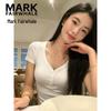MARK FAIRWHALE Women's V-Neck Ribbed Button-Front Slim Fit Knit T-Shirt