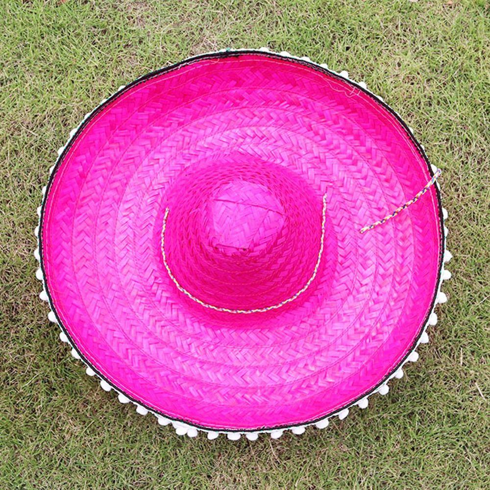 Party Holiday Decorations Show Straw Wear Halloween Cosplay Hat Mexican Pompom Hat Straw Hat