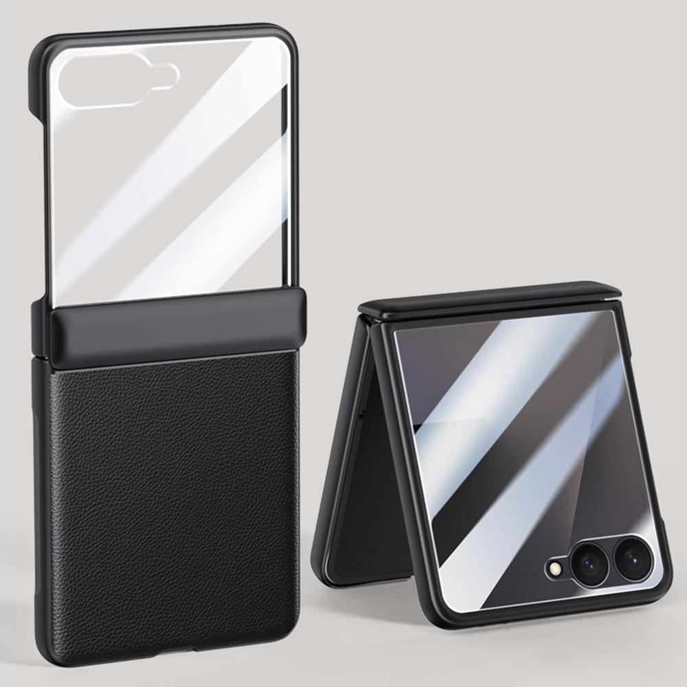 Для Samsung Galaxy Z Flip7 5G Чехол Кожа+ПК Чехол для телефона HD Защитная пленка для маленького заднего экрана