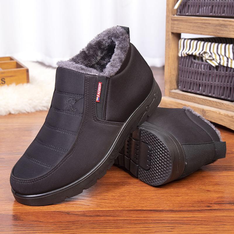 Зимняя старая хлопковая обувь, мужская водонепроницаемая нескользящая теплая, плотная и тяжелая легкая обувь для папы среднего и пожилого возраста