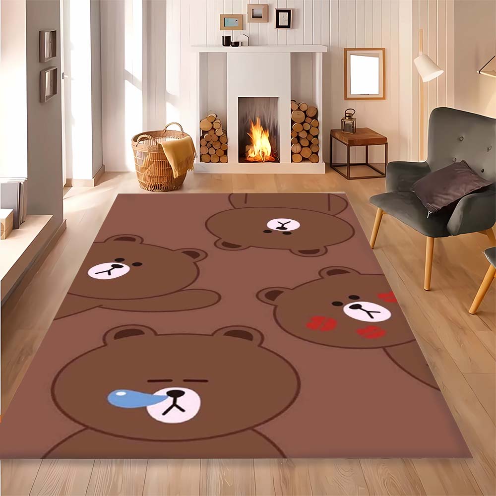 Non-slip decorative rug, cute cartoon welcome mat, Line Friends series pattern, a gift for friends and family.