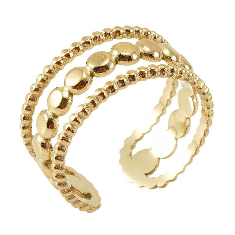 Titanium steel hollow ring niche light luxury fashion design Titanium steel ring opening adjustable female