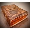 Vintage Owl Embossed Handmade Large Leather Bound Travel Journal Acid Free Cotton Recycled Paper , Deckle Edge Vintage Paper Writing Diary