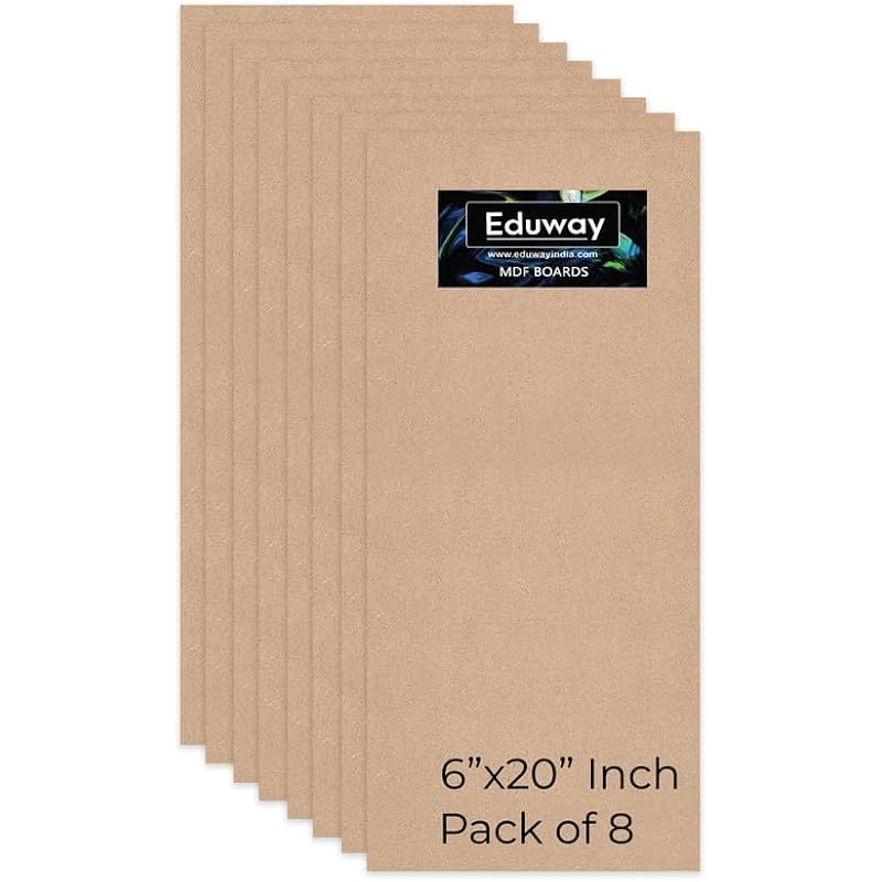 Eduway 6X20 Inch Mdf Board Wood Sheet For Mandala , Lippan, Resin Art & Craft, 4Mm Thick, Pack Of 8 - Premium Cardboard