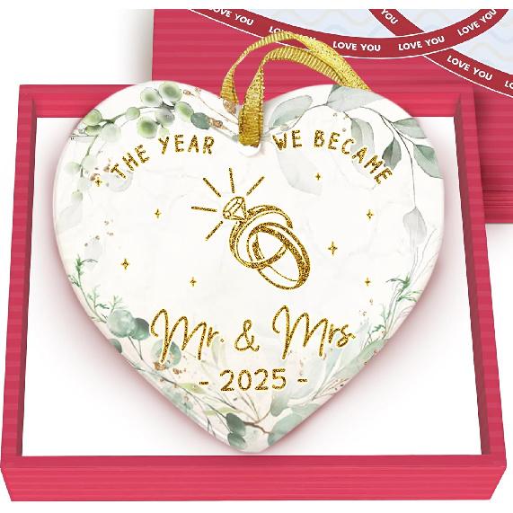 GOSSBY Friendship Ornament for Women for Friend - Friends That Turned into Family - Heart-Shaped Ceramic Xmas Decoration for Tree 2025
