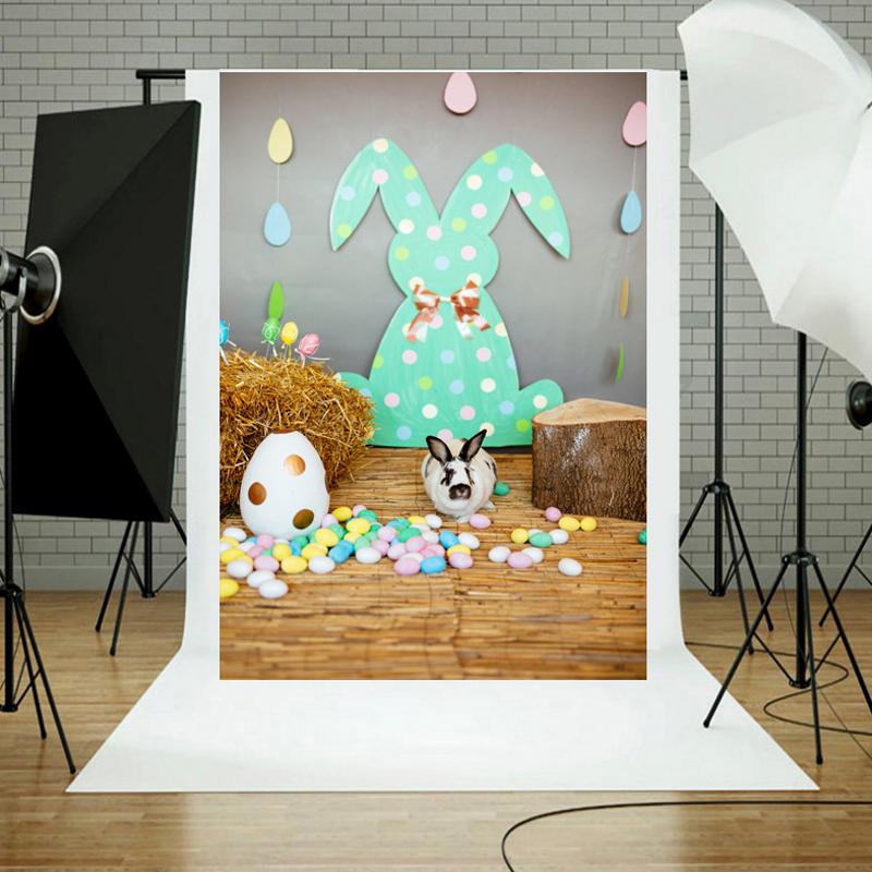 Пасхальный фон для вечеринки, фон для фотосъемки, кролик, цветные яйца, реквизит для детской фотостудии