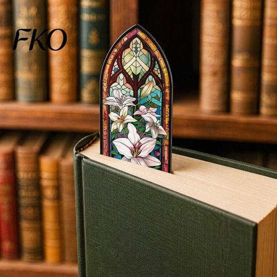 Wear-resistant Bookmark Stained Glass Flower Bookmark, Floral Acrylic Suncatcher Lightweight Plant Book Page Marker, Gifts for Bookish, Women