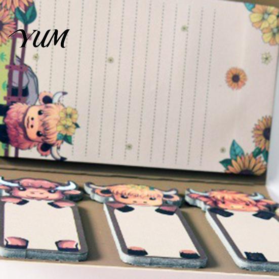 Sticky Notepads Set Highland Yak Shaped Set, Cute Cartoon Paper Memo Pads, Pastoral Style Writing Assorted Shapes And Sizes Index Tabs for Journaling
