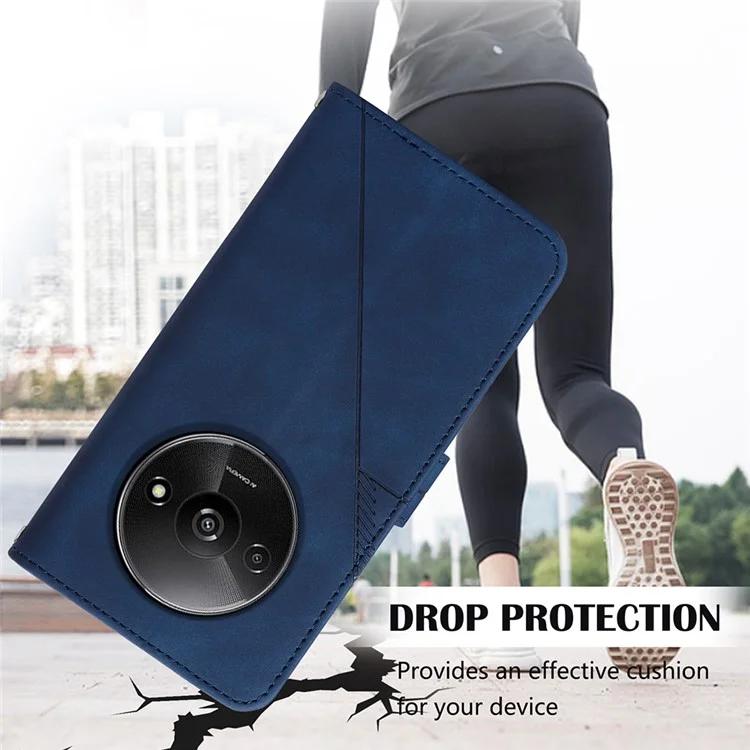 YB Imprinting Series-1 для Xiaomi Redmi A3/Poco C61 4G чехол с рисунком линии защитный кожаный чехол-бумажник для телефона