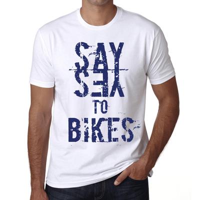 Мужская винтажная футболка Футболка с рисунком Say Yes to Bikes White