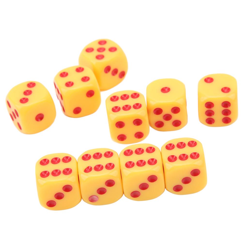20Pcs 16mm Rounded Corner Dice 6 Sided Game Dice Set for Table Board Games Math Games Yellow Red Dots