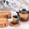 Vietnamese Rattan Woven Coaster: Heat-Resistant Tea Ceremony Mat & Kung Fu Tea Cup Holder.