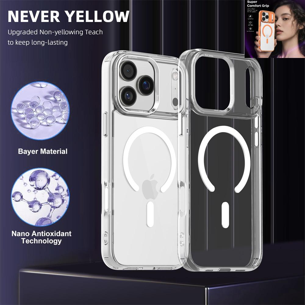 Anti-Yellow Strong Magnetic Case for iPhone 17 Pro Max Air 16 15 14 13 12 11 for Magsafe Shockproof Wireless Charging Cover