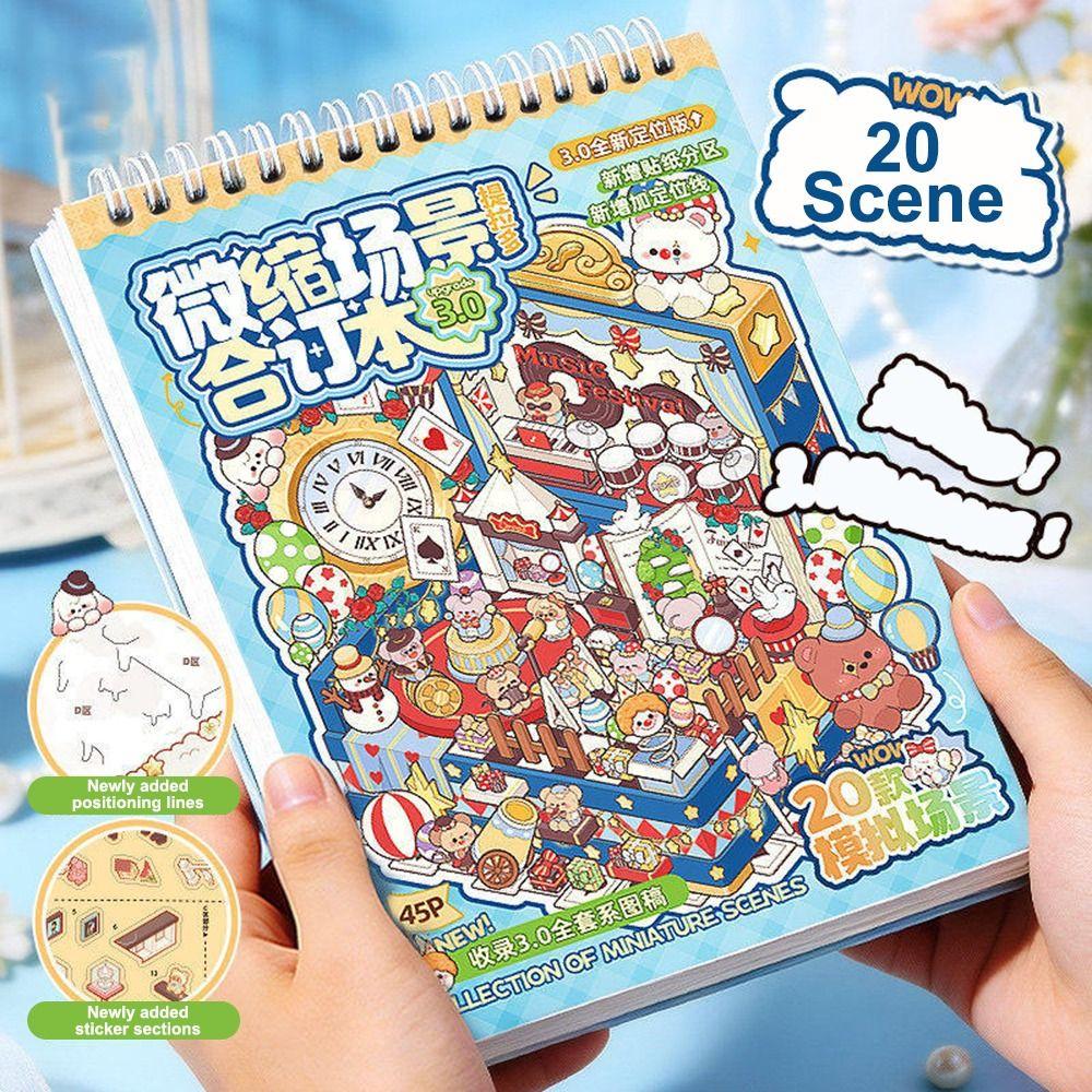 Cozy House Miniature Scene Collection Book 3D Hut Journal Stickers Photo Prop