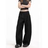 Plus-Size Black Suit Pants for Women, Summer Thin High-Waisted Drapey Casual Pants, Slimming Wide-Leg Pants for Plus-Size Women