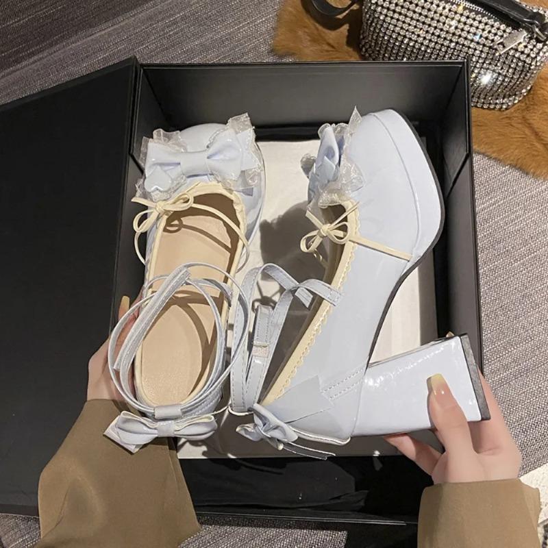Ladies High Heels Comfortable and Fashionable New Thick Soled Korean Soft Girl Sweet Lolita Single Shoes Bow Mary Jane Shoes