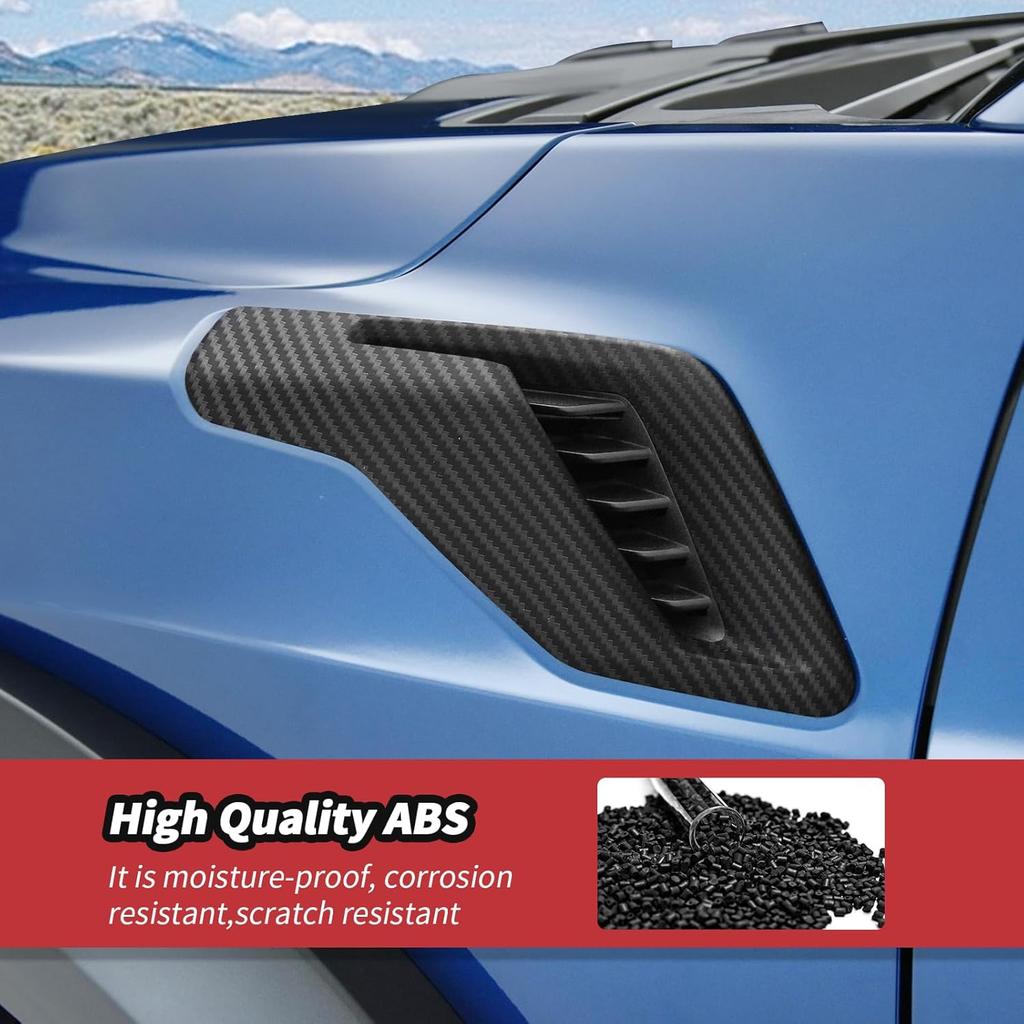 JeCar Carbon Fiber Fender Side Air Vent Decor Cover Trim For Ford Raptor F150 2021+