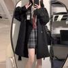 Женская модная ветровка 2023, осенняя корейская версия, высококачественная черная британская стильная простая повседневная куртка средней длины, трендовое пальто