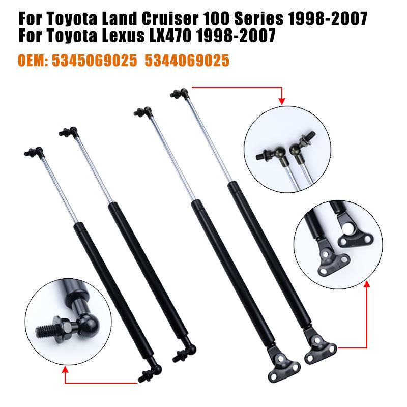 Front Bonnet Hood & Rear Truck Tailgate Gas Struts Shock Lift Supports Bars For Toyota Land Cruiser 100 Series Lexus LX470 98-07