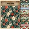 Бумага винтажная с цветочным и клетчатым узором - 12 листов для DIY-журнала и декорирования коллажей