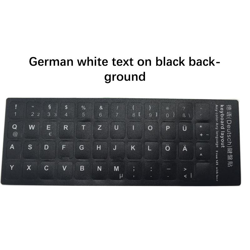 Универсальная самоклеящаяся наклейка на клавиатуру из ПВХ, прочный алфавит, черный фон, белая наклейка с буквами для ноутбука