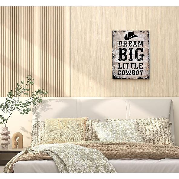 WODMIS pirational Quote Dream Big Little Cowboy Retro Western Cowboy Hat Framed Canvas Wall Art Decor 11×14 inch,Farmhouse Rustic Print Painting