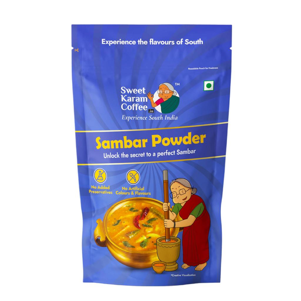 Sweet Karam Coffee Sambar Powder (Podi) - 180 grams | No Onion or Garlic | Authentic Homemade South Indian Masala | 100% Natural & Organic Ingred