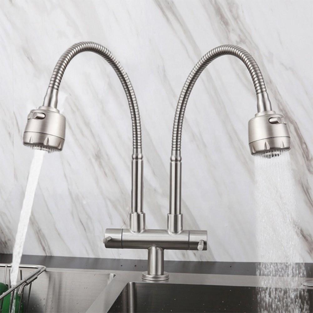 360° Rotate Kitchen Water Faucet 2-in-1 Flexible Faucet Double Head Sink Tap  Sink Installation