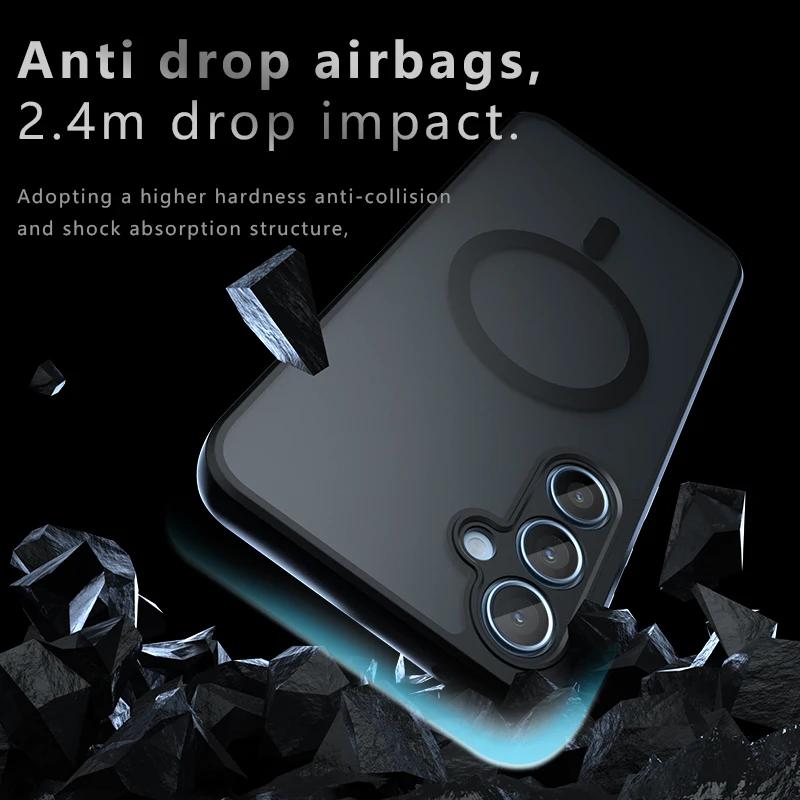 For Magsafe Acrylic Shockproof Phone Case for Samsung Galaxy A15 A25 A35 A55 A54 A34 A24 A14 Wireless Charging Magnetic Hard Matte Back Cover