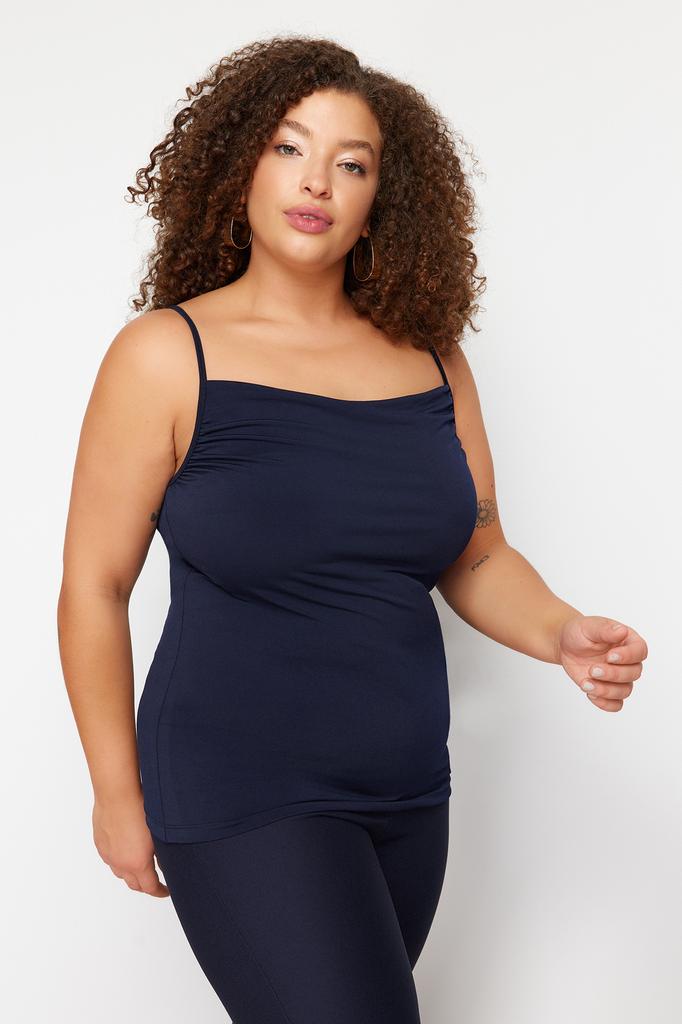 Женская мода новая блузка большого размера темно-синяя песчаная трикотажная блузка большого размера