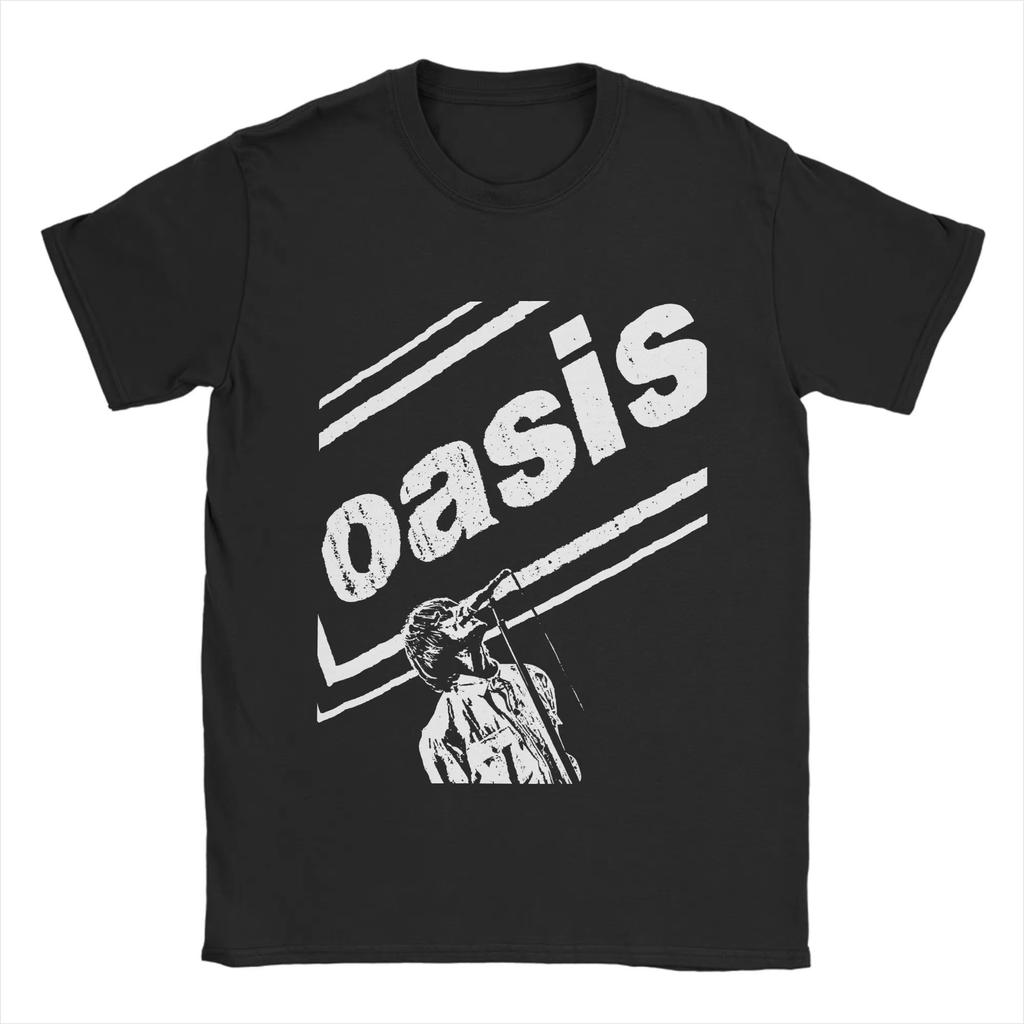 Унисекс Футболка Oasis Хипстерская Хлопковая Футболка Короткий Рукав Футболки с Принтом Рок-Группы Топы с Круглым Вырезом Одежда Большого Размера