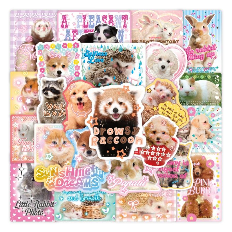 50pcs/set Kawaii Fashion Scrapbook Journal Sticker Cute Real Animal Phone Case Guitar Luggage Decal DIY Decor Decal Kids Gift