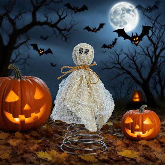 Halloween Ghost Tree Topper Spooky Small Gauze Ghost Christmas Treetop Ornaments for Halloween Party Home Decor