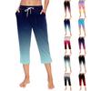 Women's Retro Gradient Stripe Casual Drawstring Cropped Pants
