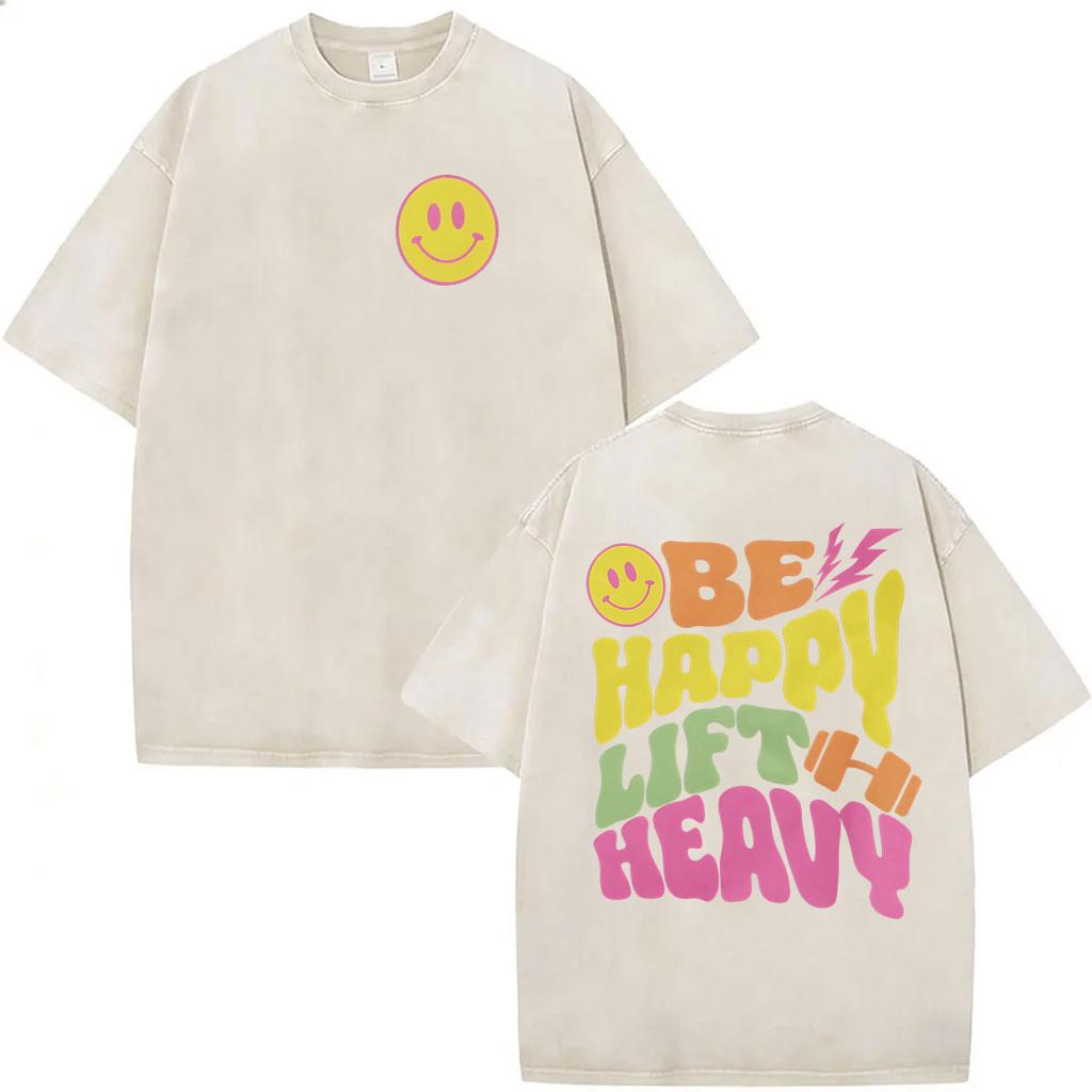 Funny Pretty Girls Lift Heavy Women Gym Vintage Washed T Shirts Men Womens Harajuku Fashion Oversized Cotton Tshirts Gym Tops