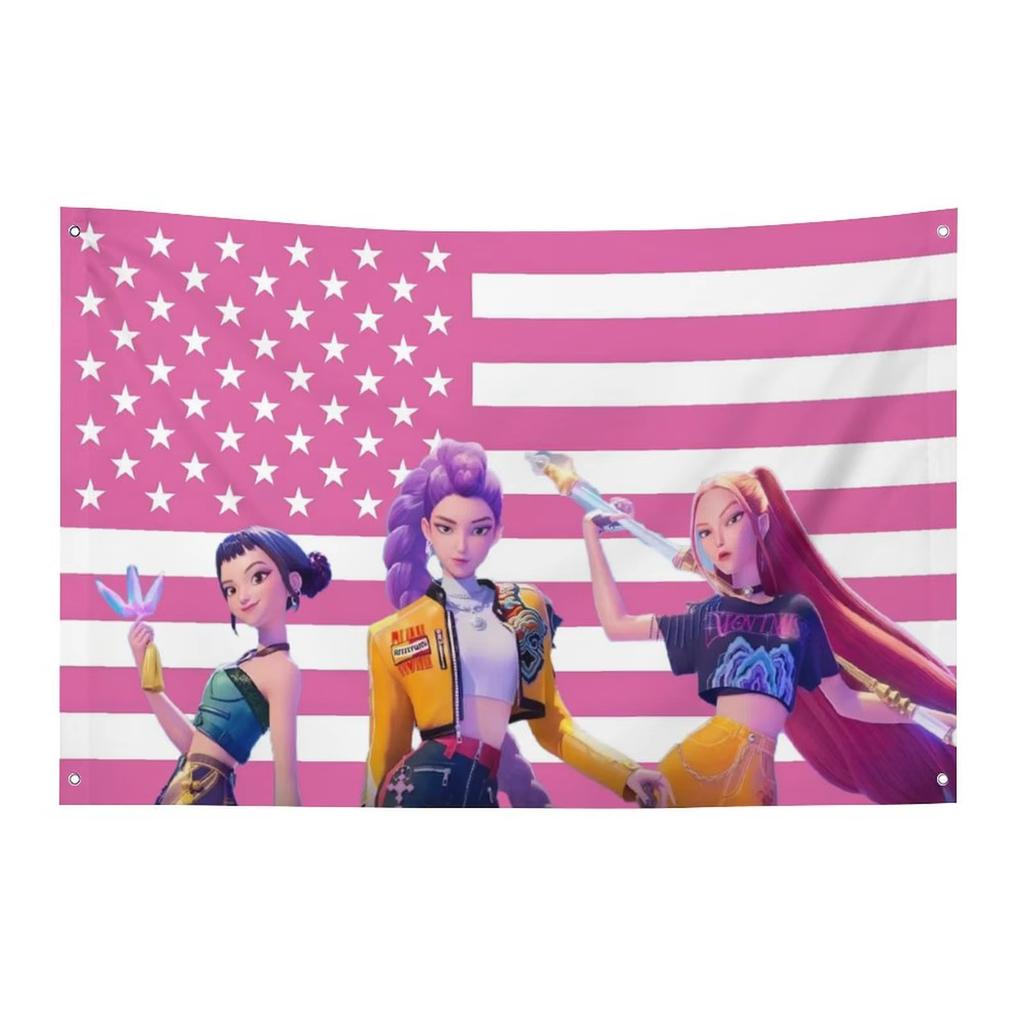 1pc Kpop Demin Hunters Barber Shop Home Decor Items Custom Flags for Bedrooms Outdoor Decors Garage Decoration Tapestry Flag