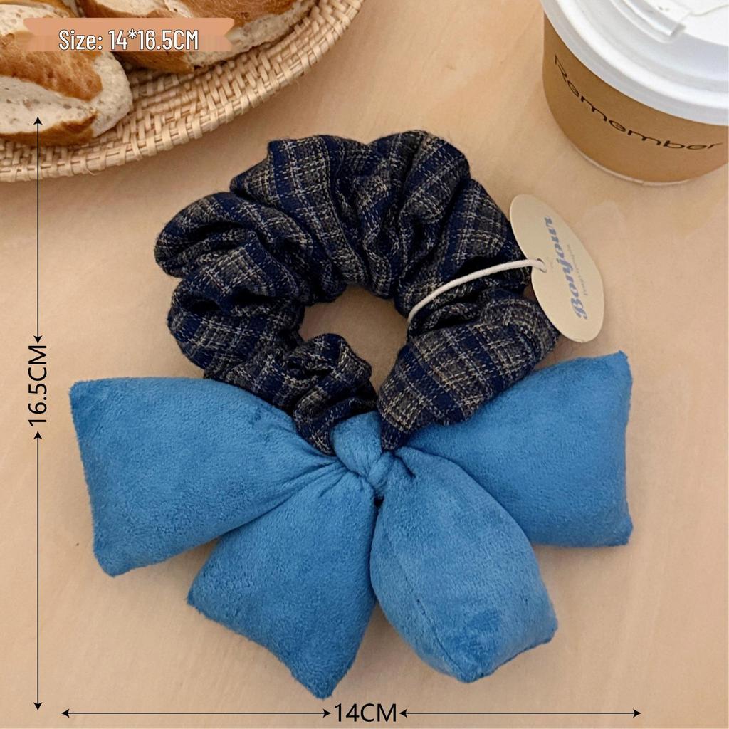 Ретро Корейская Сине-Коричневая Клетчатая Резинка для Волос, Девочковая Осенне-Зимняя Школьница Бант Резинка для Волос
