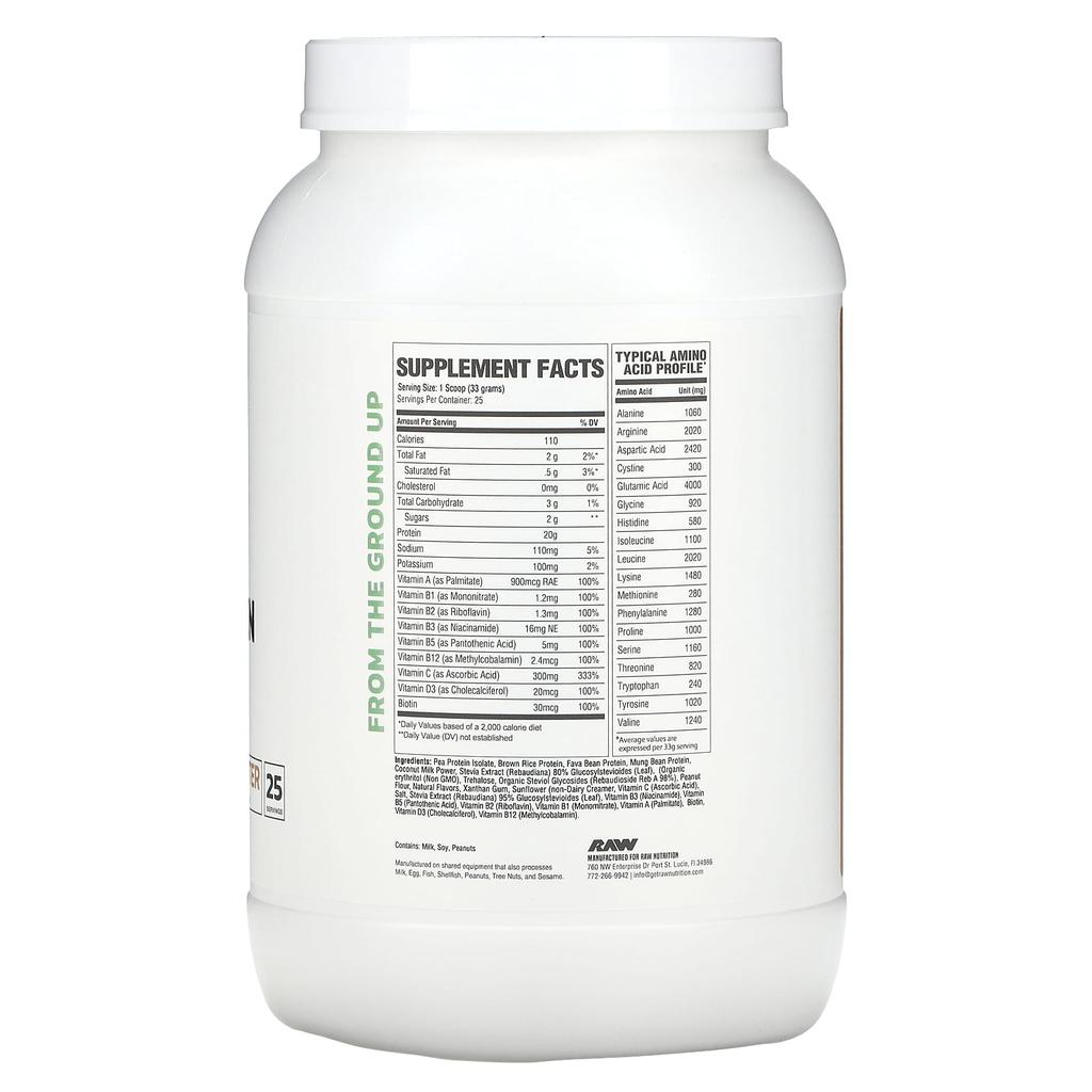 Vegan Protein, Peanut Butter, 825G (1.81Lb)