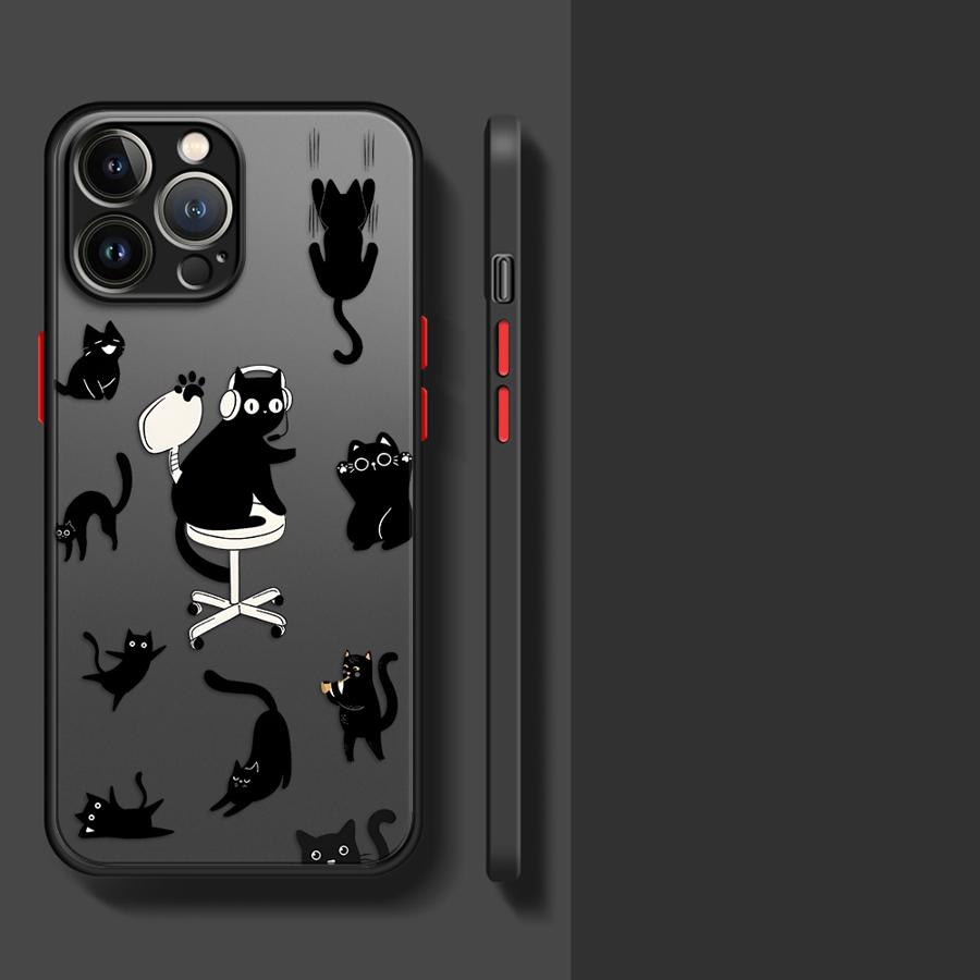 Чехол для iPhone 17 Pro Max 14 15 13 Mini 7 8 SE Air XS XR 16 Plus 12 11 Funda Задняя крышка телефона Милый мультяшный кот