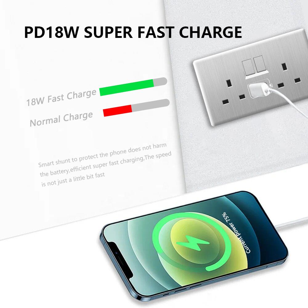UK 13A with USB Type-c 18W Fast Charging Wall Power Socket plug,Universal Wall Light Household Switch Dual USB Electrical Outlet