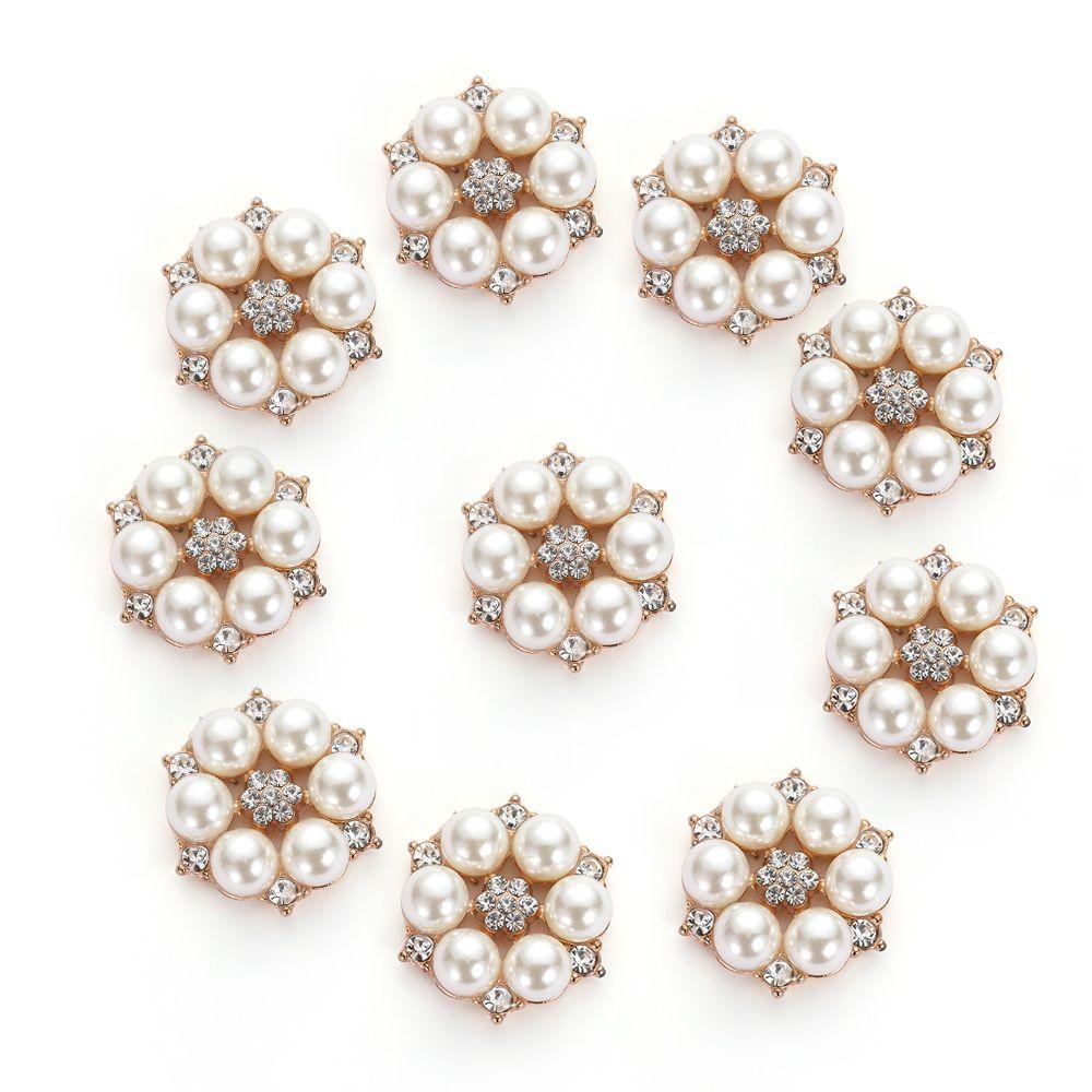 10Pcs DIY Tool Clothing Garment Decorative Bow Accessories Flower sewing button pearls Rhinestone