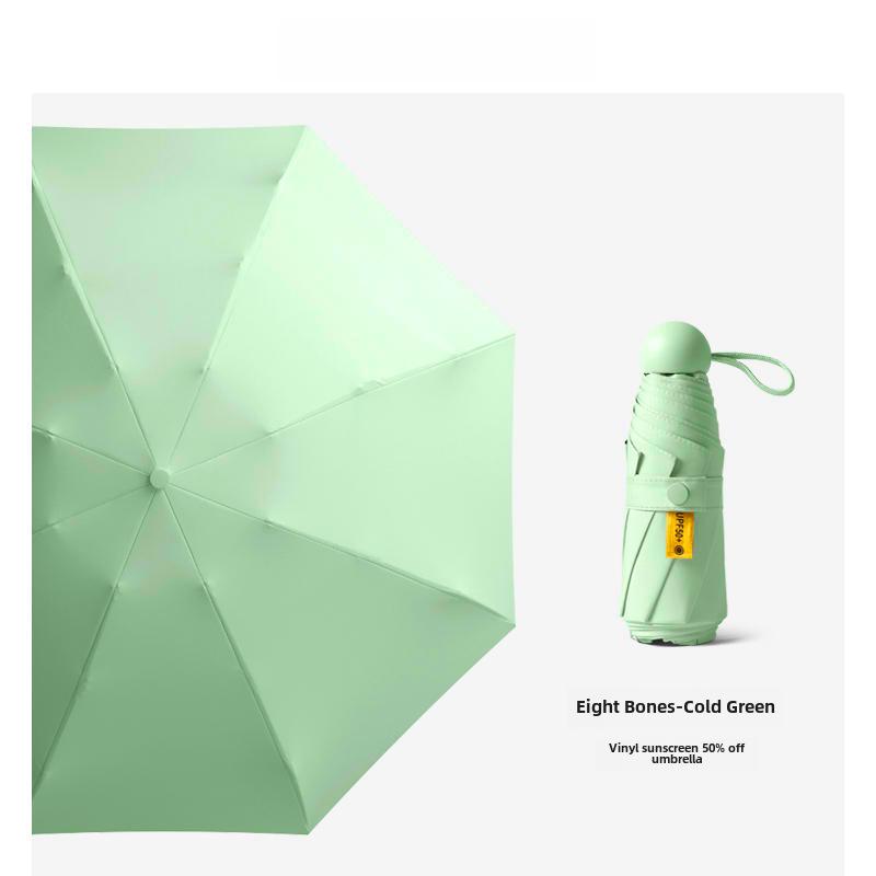 Компактный женский зонт с золотым тиснением: Защита от ультрафиолета, портативный складной, для солнца и дождя